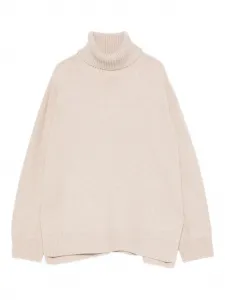 Шерстяной джемпер с высоким воротником Maison Kitsuné, светло-бежевый