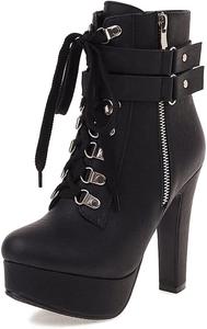 Женские модные массивные ботильоны на высоком каблуке MRKEWUNEY, 15 Black