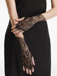 Перчатки-митенки с кружевом 2310 Studio, черный