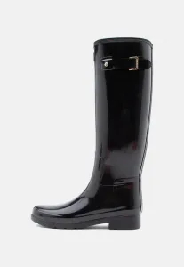 Женские высокие глянцевые сапоги-резиновые сапоги с изысканной отделкой Hunter Original, Black