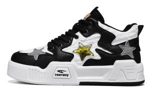 Износостойкие Высокие Кроссовки для Скейтбординга Мужские Черно-Белые DEERWAY