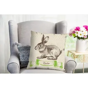 Декоративная подушка Bazo милый зайчик Queence, Grün + bedruckt