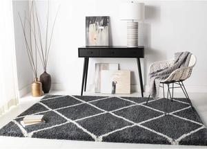 Ковер SAFAVIEH, 61 x 92 см, Hudson Shag Collection, Dark Grey & Ivory, узор Trellis, без линьки и простой в уходе, идеален для помещений с высокой проходимостью: прихожая, гостиная, спальня (SGH281G)