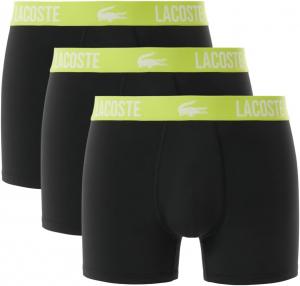 Мужские хлопковые трусы-боксеры Lacoste с принтом «Анимация», 3 шт., Graphite With Black/Bright Lime Waistbands
