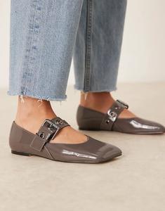 Балетки Мэри Джейн Lazarus ASOS DESIGN серого цвета