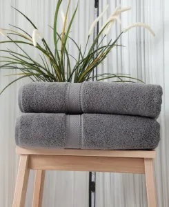 Легендарный роскошный банный набор из 2 предметов из турецкого хлопка Ozan Premium Home, темно-серый