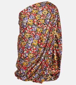 Мини-платье на одно плечо с цветочным принтом Stella McCartney, разноцветный