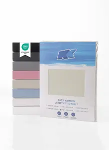 Простыня на резинке из джерси 100% хлопок 160х200+30 см, кремовая KK Shopping