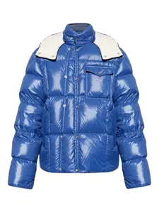 Стеганая пуховая куртка с капюшоном MONCLER, синий