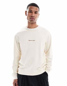 Толстовка oversize с вышитым логотипом кремового цвета Jack & Jones