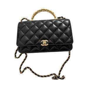 CHANEL Блестящая кожа ягненка наплечная сумка, кроссбоди, женский кошелек-клатч black