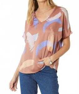 Топ Brushstroke с V-образным вырезом коричневого цвета Entro