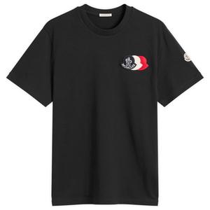 Футболка из плотного хлопка с тройным логотипом Moncler, синий