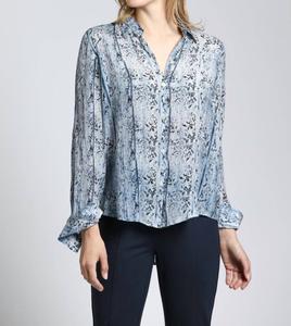 Спокойная разноцветная блузка в сине-белых тонах APNY