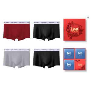 Трусы мужские 4 штуки подарочный набор Lee, Box 4 Pack (красный+черный+черный+серый)
