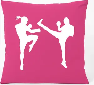 Подушка для дивана Huuraa, силуэт для кикбоксинга, подарочная, 40x40 см, с наполнителем цвета фуксии, хлопковый сувенир для кикбоксинга Hellweg Druckerei