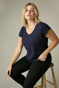 Изогнутая футболка с широким хлопковым вырезом Live Unlimited, синий