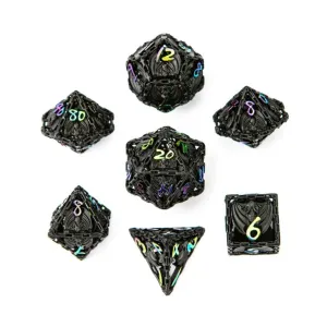 Набор полых летучих мышей - черный с хроматической радугой (7), Dice & Accessories (HYMGHO Dice)
