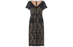 Self-portrait Классическое черное платье с коротким рукавом