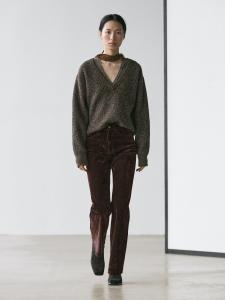 Джинсы bootcut с высокой посадкой и флокированным покрытием Massimo Dutti, chocolate