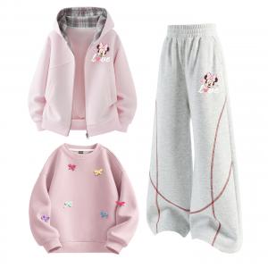 Детский спортивный комплект Casual из 3 предметов Disney, dazzle heart k cherry blossom розовый+dazzle heart k белый heather серый+solid color lotus розовый