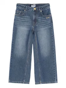 Брюки с аппликацией в виде мишки Moschino Kids, синий