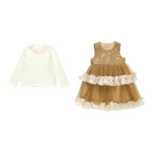 Детский комплект из двух предметов: юбка и водолазка средней длины PROTECTCAMEL, coffee