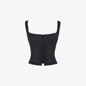 Топ Noura из эластичного хлопка с квадратным вырезом House Of Cb, черный