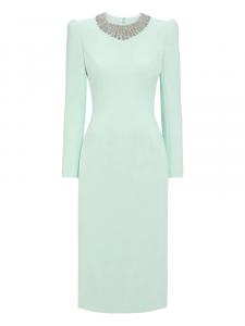 Jenny Packham декорированное платье с длинными рукавами, зеленый