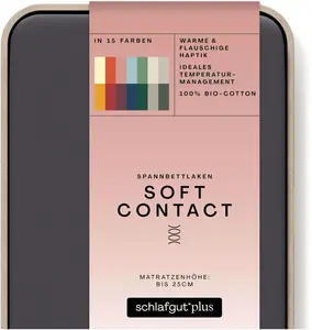 Простыня Schlafgut "Soft Contact", 100% органический хлопок 180-200х200 см, 1 шт., серый
