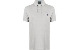 Поло с вышивкой пони и короткими рукавами Polo Ralph Lauren, серый