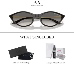 Солнцезащитные очки Armani Exchange AX4152SU овальной формы для женщин + комплект с аксессуарами, Opalescent Dark Grey / Gradient Grey