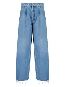 Джинсы с бахромой и складками Mother, синий