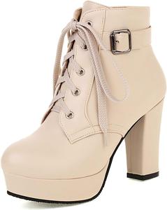 Женские ботильоны на массивном каблуке Erocalli с шнуровкой, белые и черные, милые короткие ботинки на высоком каблуке