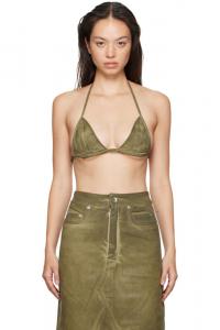 Джинсовый бюстгальтер стретч цвета хаки Porterville из фольги Rick Owens DRKSHDW