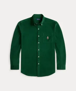 Классическая вельветовая рубашка-поло "Медведь" Polo Ralph Lauren, цвет 300 Green