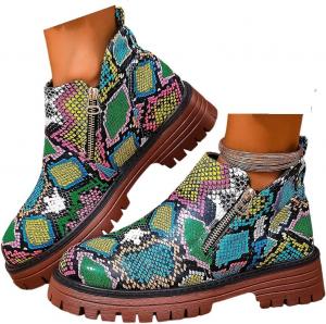 Женские челси с массивной подошвой, ботильоны на щиколотку, износостойкие и нескользящие кожаные туфли, подходящие для вечеринок на открытом воздухе и офиса Generic, Colorful