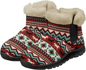 Женские зимние ботинки для снега, теплые ботильоны, уличные и домашние, на плоской подошве, противоскользящие, зимние ботинки для женщин Suhoaziia, Aztec Tribal Horse