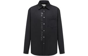 Рубашка с принтом логотипа из хлопковой смеси Feng Chen Wang, черный