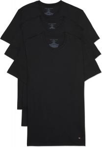 Мужские футболки Tommy Hilfiger из хлопка, классические футболки с круглым вырезом, 3 Black
