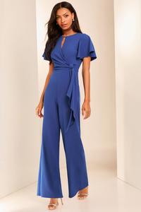 Комбинезон с широкими штанинами и рукавами крылышками по бокам Lipsy, синий