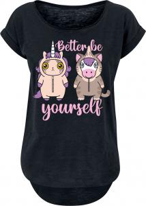 Футболка Tierisch Einhorn - Katze - Better Be Yourself, черный
