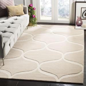 Ковер SAFAVIEH, 122 x 183 см, Cambridge Collection, Light Beige & Ivory, ручной работы, марокканский узор Ogee, шерсть, подходит для помещений с высокой проходимостью: прихожая, гостиная, спальня (CAM730J)