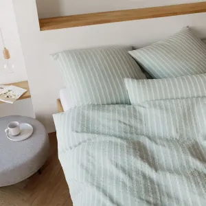 Элегантный комплект постельного белья, тканый сирсакер, Sandvig, цвет шалфей, размер 135x200+80x80 Elegante