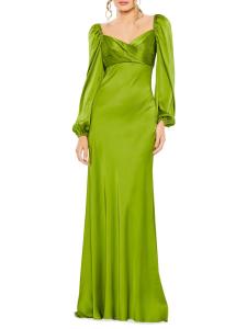 Платье Sweetheart из атласа с лифом и клешем Mac Duggal, цвет Apple Green