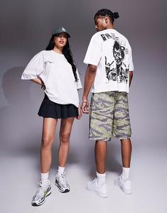 Футболка свободного кроя ASOS DESIGN унисекс с принтом Green Day белого цвета