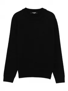 Фактурный джемпер с круглым вырезом Balmain Kids, черный