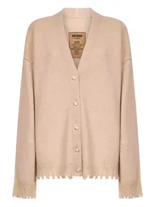 Кардиган в рубчик с бахромой Uma Wang, нейтральный