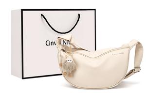 Сумка через плечо из ткани, кроссбоди, даньлинг, слинг маленькая женская экрю/черная/бордо CinvaiKrose