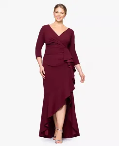 Платье с V-образным вырезом и длинными рюшами больших размеров Betsy & Adam, красный